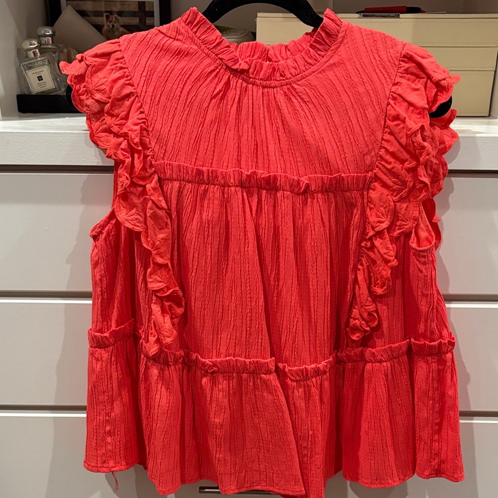 &merci red flutter sleeve top